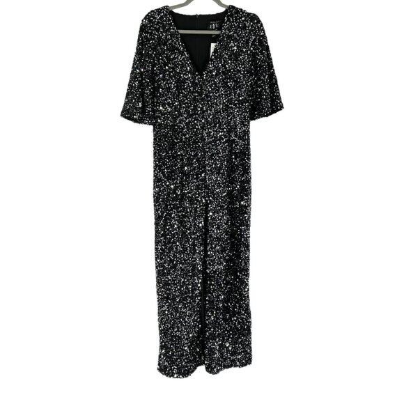 NWT Black Halo Keeley Black Sequins Jumpsuit - Picture 2 of 8